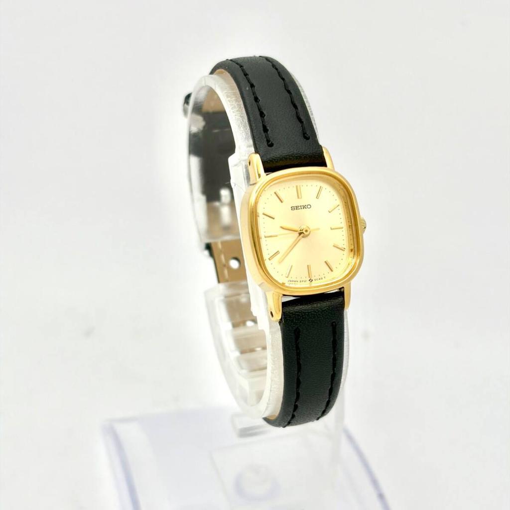 SEIKO Watch Gold Square 603536 New Strap [New Battery] Ladies' 2P21-5B40