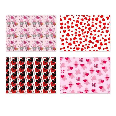 4Pcs Holiday Wrapping Paper 70x50cm Valentine's Day Wrapping Paper for Presents Cards and Sweet Messages Packaging