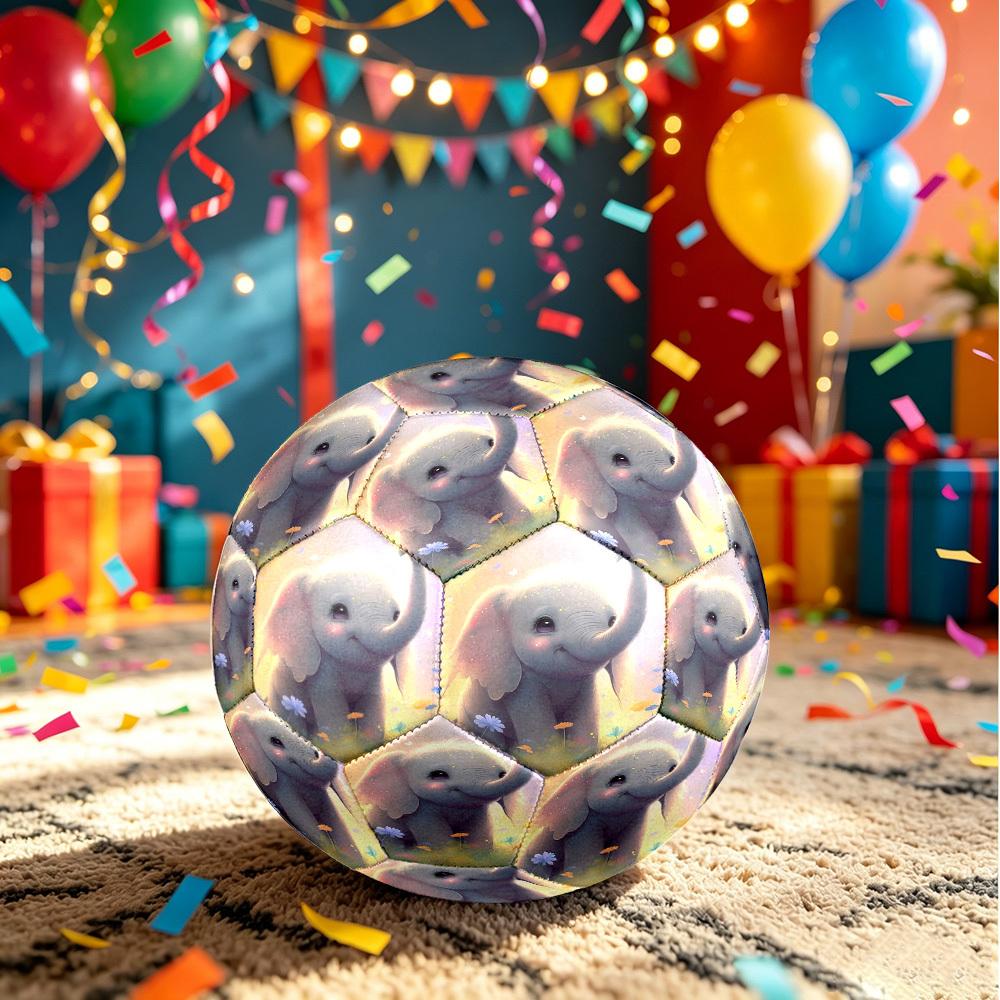 1pc Elephant Flowers Theme Soccer Ball Football, Size 5, Lightweight PVC, Outdoor Training Soccer Ball,Gift C6529