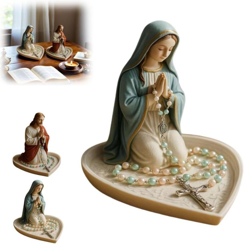 Resin Virgin Mary Rosary Holder Jesus Necklace Storage Holder Prayer Rosary Holder  Office