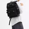 Coach Sprint 28 Classic Monogram Pattern Signature Denim Backpack Large Men Backpacks Black CAJ57-SVBK