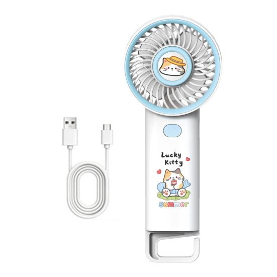 Cartoon Animal Handheld Fan with Hook 3 Speed Adjustable USB Rechargeable Summer Cooling Fan Portable Travel Mini Personal Fan