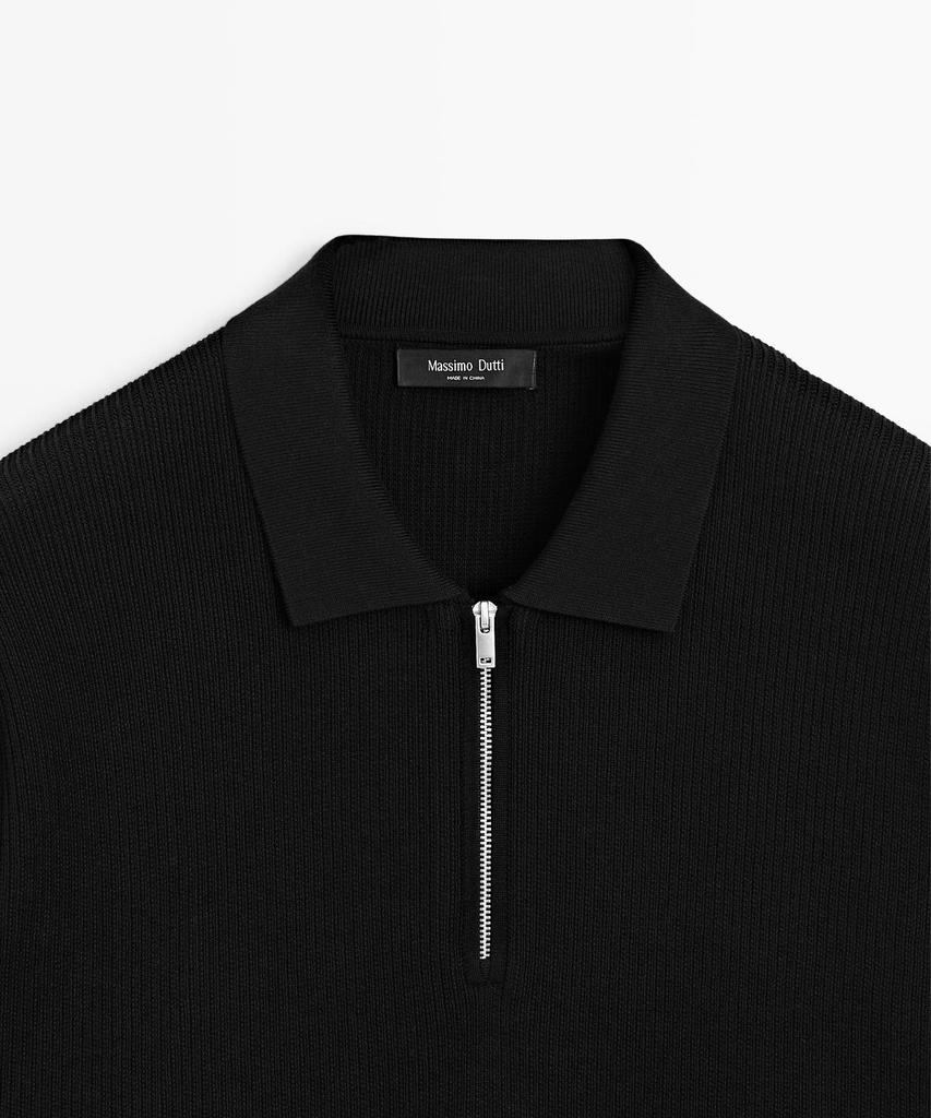 Masimodutti Zipper Polo Neck Knit Sweater