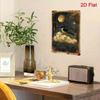 Vintage Moon & Stars Metal Wall Art, 8x12, Retro Celestial Bird Iron Sign for Living Room Office