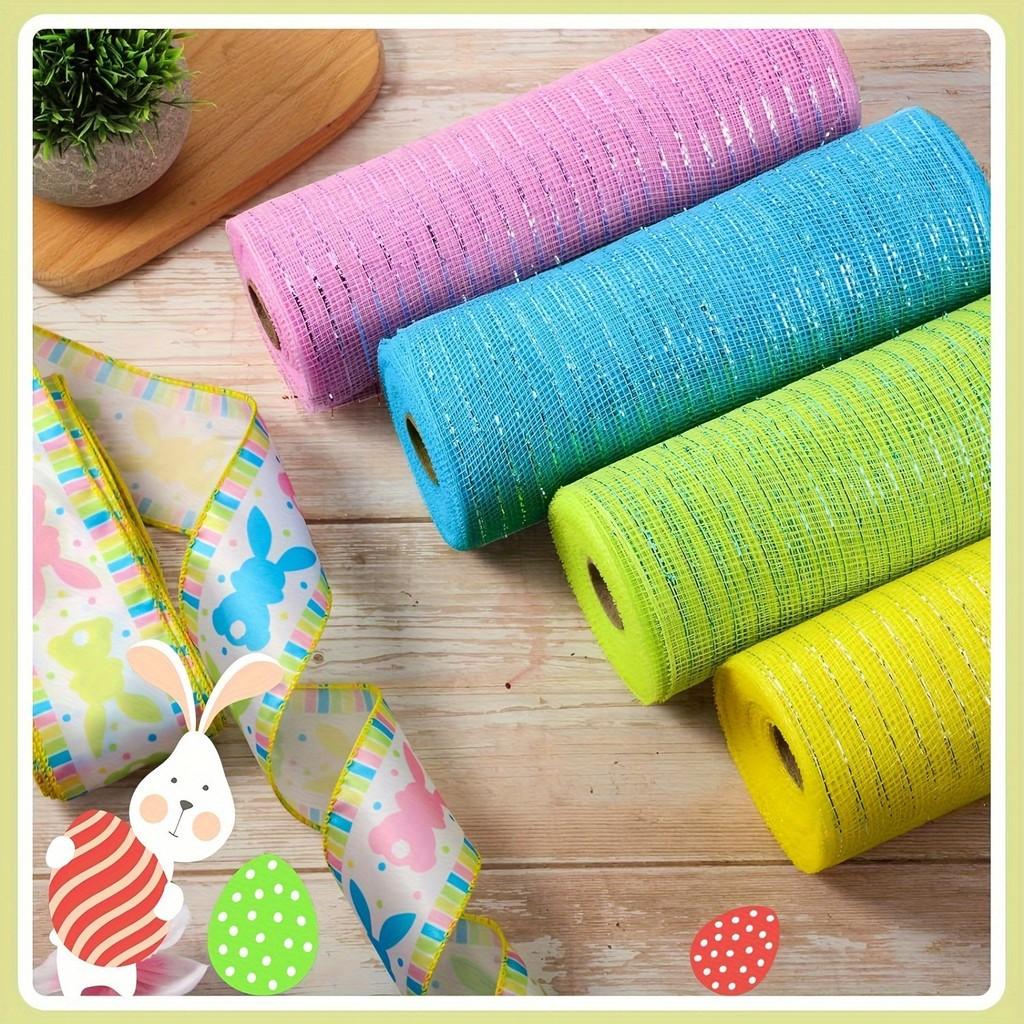Easter Solid Alluring Color Mesh Ribbons For Diy Bow Wreath Festive Decor Holiday