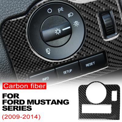 Carbon Fiber Car Headlight Switch Buttons Sticker Interior Trim Cover For Ford Mustang 2009 2010 2011 2012 2013 2014 Accessories