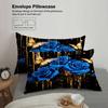 Royal Blue Rose And Butterfly Bedding Set Black Background With Gold Accents With Duvet Cover & Pillowcases For Bedroom Decor