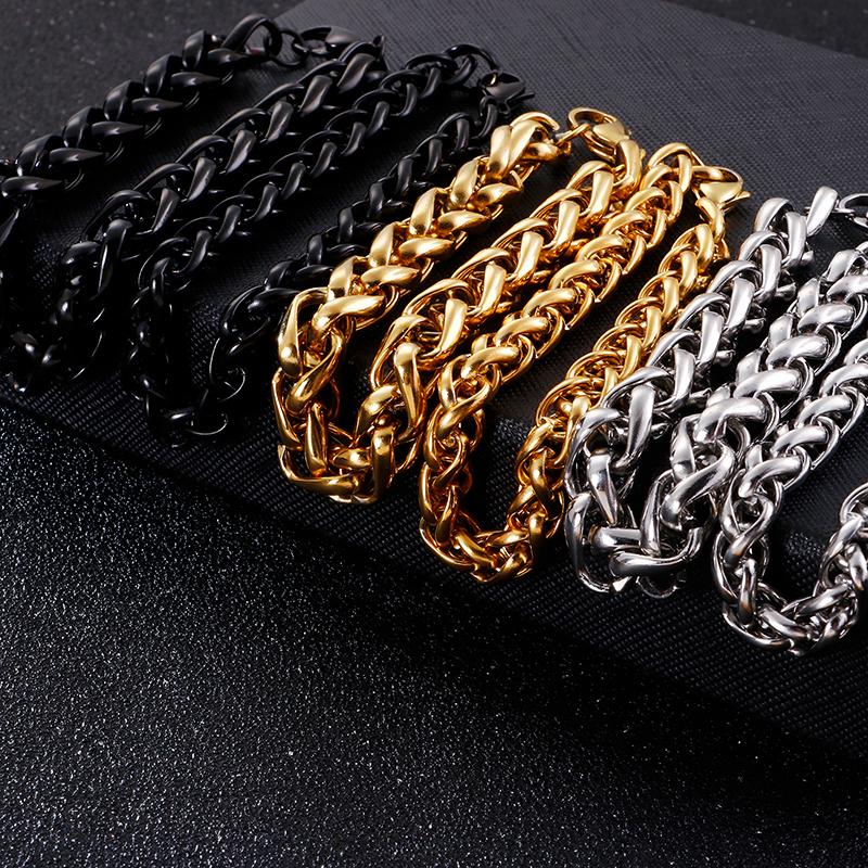 10mm Width Chain Bracelet 16-25cm GoldBlack Link Chain Bracelets for Women Men Fashion Jewelry