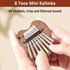8 Key Kalimba Thumb Piano - Mini Wooden Finger Piano for Adults & Beginners Small Musical Instrument with Tuning Hammer & Study Guide - Portable