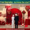Complete Chinese Engagement Banquet Decoration Set with Backdrop and Tableware – Free Shipping