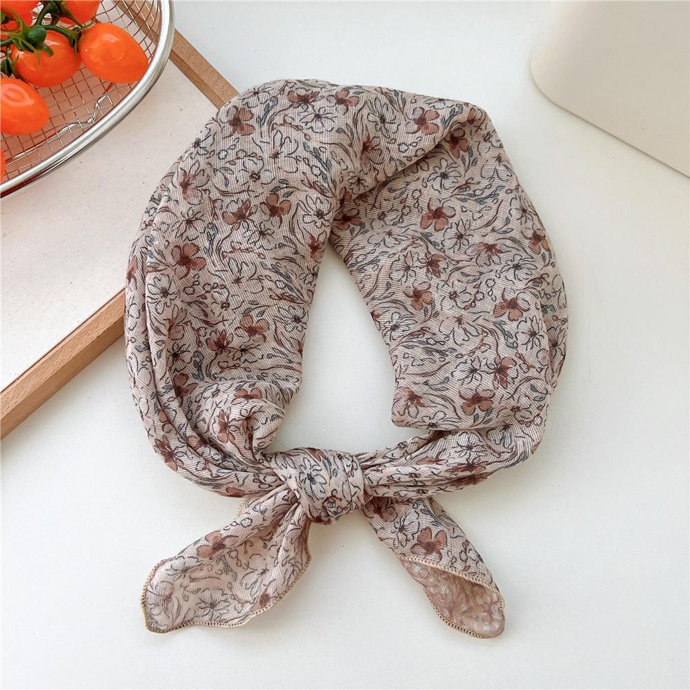 Korean-Inspired Cotton Linen Silk Scarf - Elegant, Simple, High-End Neckerchief for Spring & Autumn
