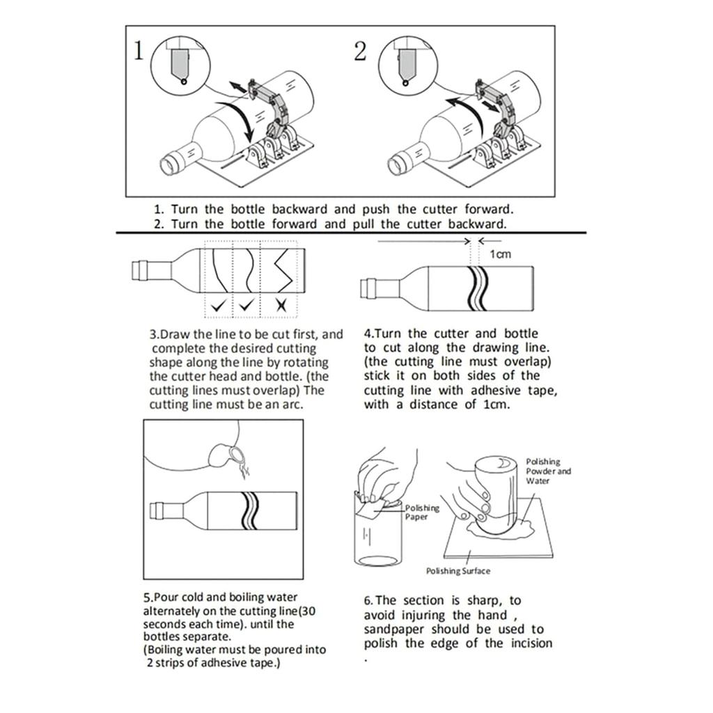 Arcs Glasflaschen-Schneidewerkzeug, tragbares Schnellglas-Schneideset, quadratisches und rundes Flaschen-Schneidemaschinen-Zubehör