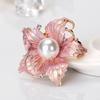 Mother Day Brooch Enamel Flower Design Brooch with Imitation Pearl Rhinestones Inlaid Weddings Parties Daily Wear