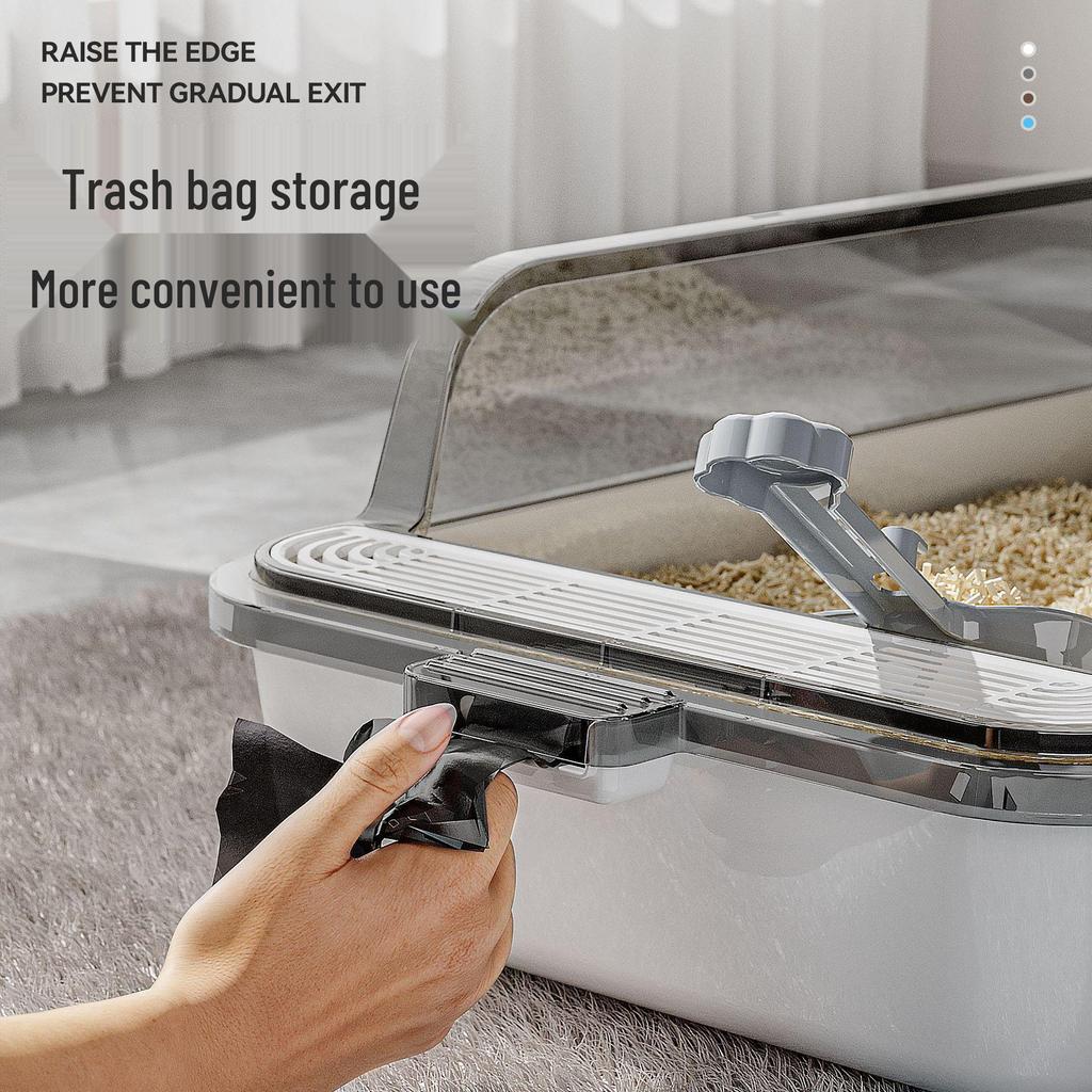 Extra Large Dust-Free Semi-Enclosed Cat Litter Box with Anti-Splash Design