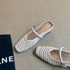 Square Head Woven Hollow Outer Wear Slippers Inner Height Increase Belt Metal Buckle Bag Head Thick Heel Fashion Sandals Women's Summer