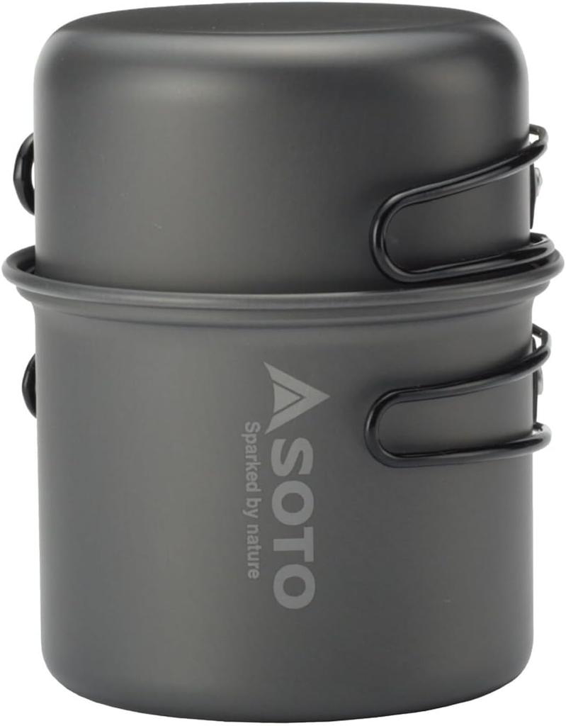 Soto 2 Piece Set Aluminum Cooker Lightweight Compact Solo Duo Mesh Storage Bag Climbing Trekking Camping Outdoor Aluminum Cooker Set M SOD-510