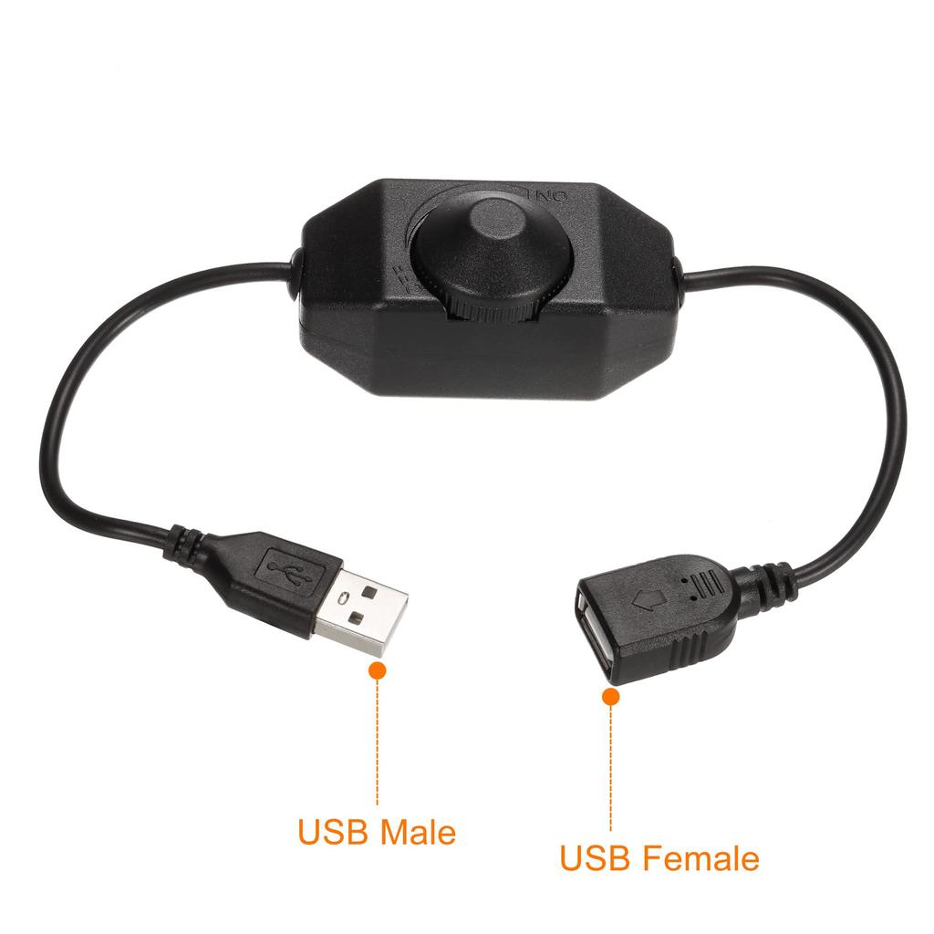 Uxcell LED Strip Dimmer 5V DC USB Buchse auf Stecker Verlängerungskabel mit Drehschalter-Controller für LED-Streifen Schwarz Schalter, Lichter,
