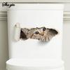 Cartoon Hole Breaking Cat Toilet Sticker, Bathroom Beautification Decoration Toilet Cover Waterproof Sticker