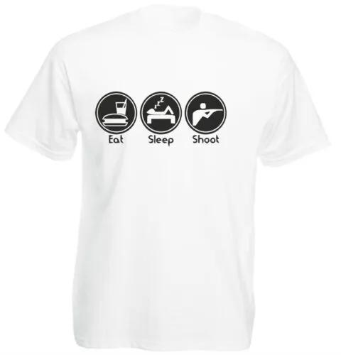 Eat Sleep Shoot Funny Shooting Sport Mens TShirt Summer 100 Cotton Short Sleeve ONeck Unisex T Shirt New Siza S3XL