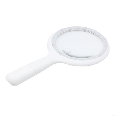 Handheld LED Magnifier With Cold Warm Light Ergonomic Handle For Jewelry Reading Craft Work Acrylic Lens Portable Optically Tool