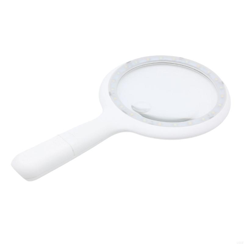 Handheld LED Magnifier With Cold Warm Light Ergonomic Handle For Jewelry Reading Craft Work Acrylic Lens Portable Optically Tool