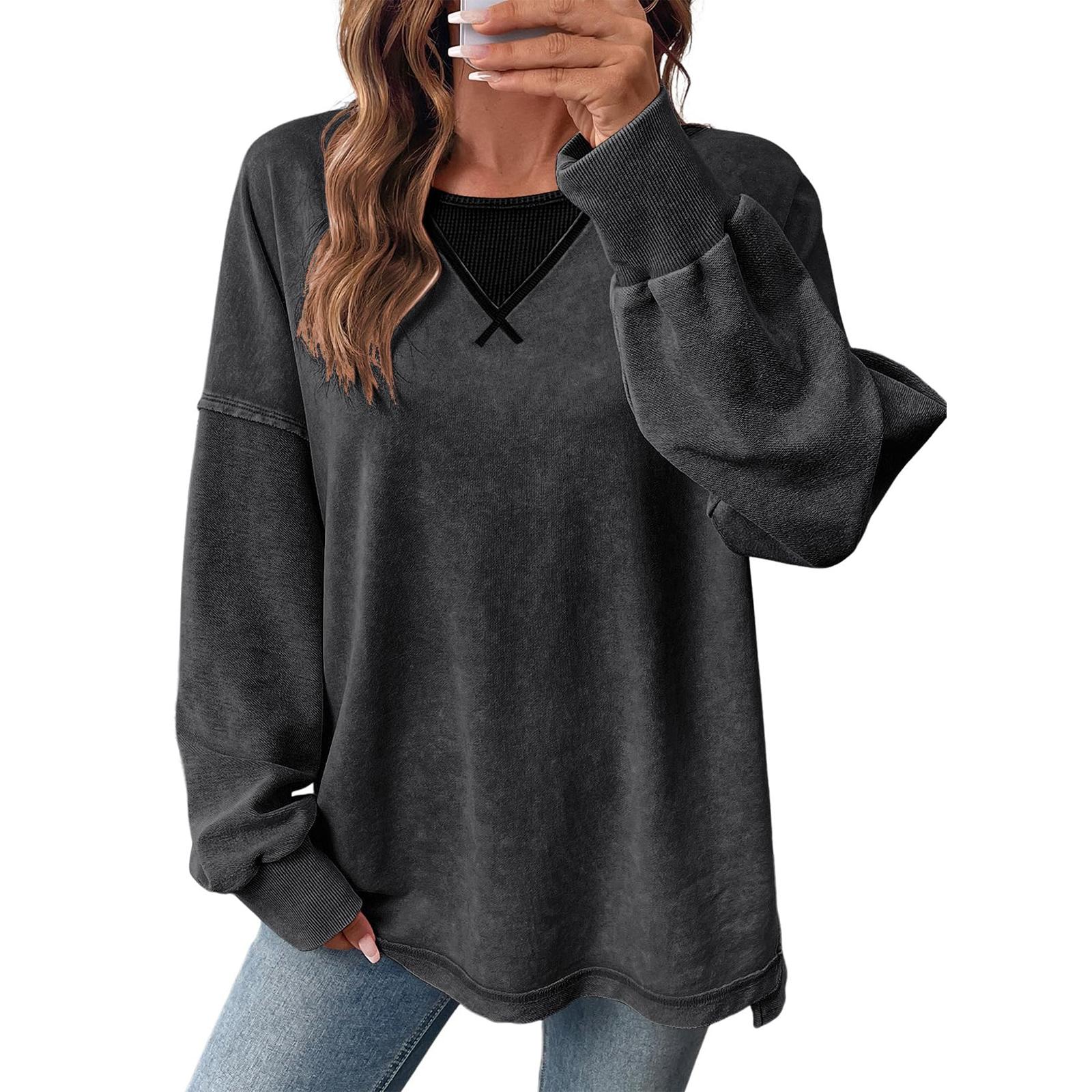 

Women s Casual Tops Fashion Long Sleeve Tops S чорний