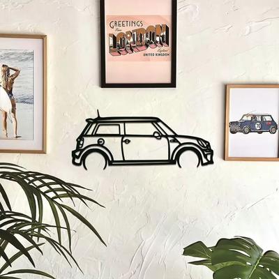 1 szt. Metalowa dekoracja ścienna Silhouette, Metalowa dekoracja ścienna Mini Cooper, Znak garażowy do zawieszenia na ścianie Dom