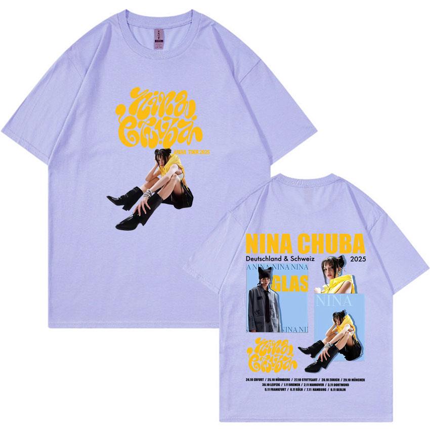 Nina Chuba Trendy Graphic T Shirts 2025 New Men Women Oversized Aesthetic Cotton Y2K Short Sleeve Summer Print Loose Tees Unisex