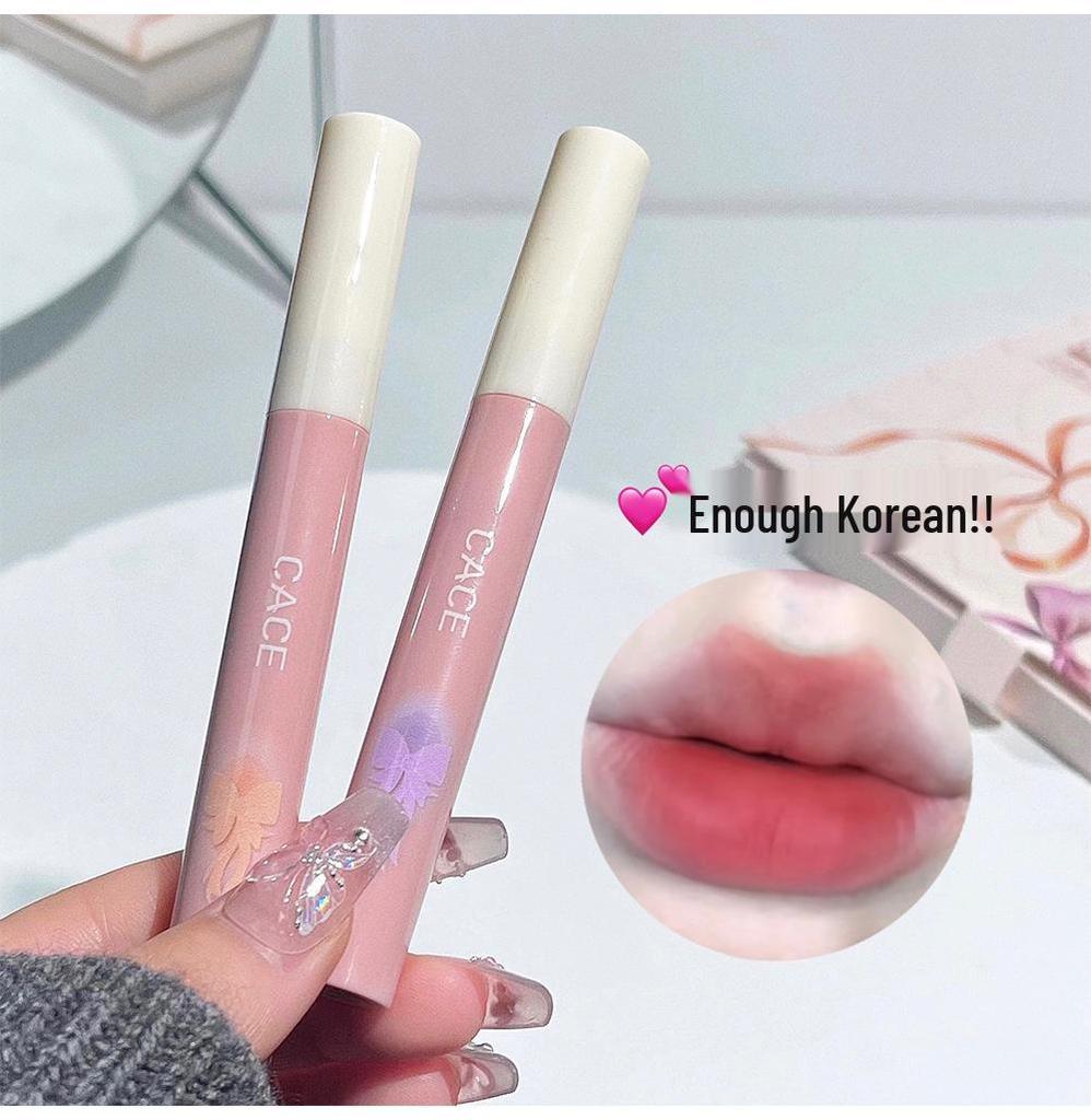 Butterfly Dream Lip Mud: Matte Nude Lip Glaze & Cute Necklace Set