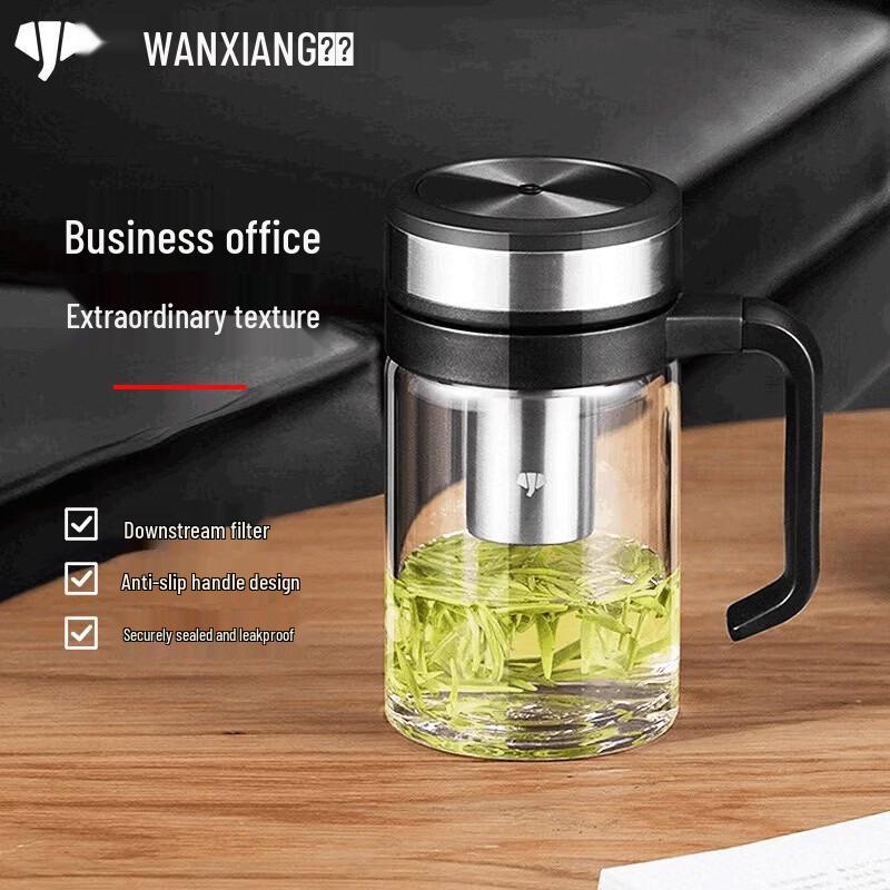 WANXIANG Glass Tea Cup with Handle and Filter