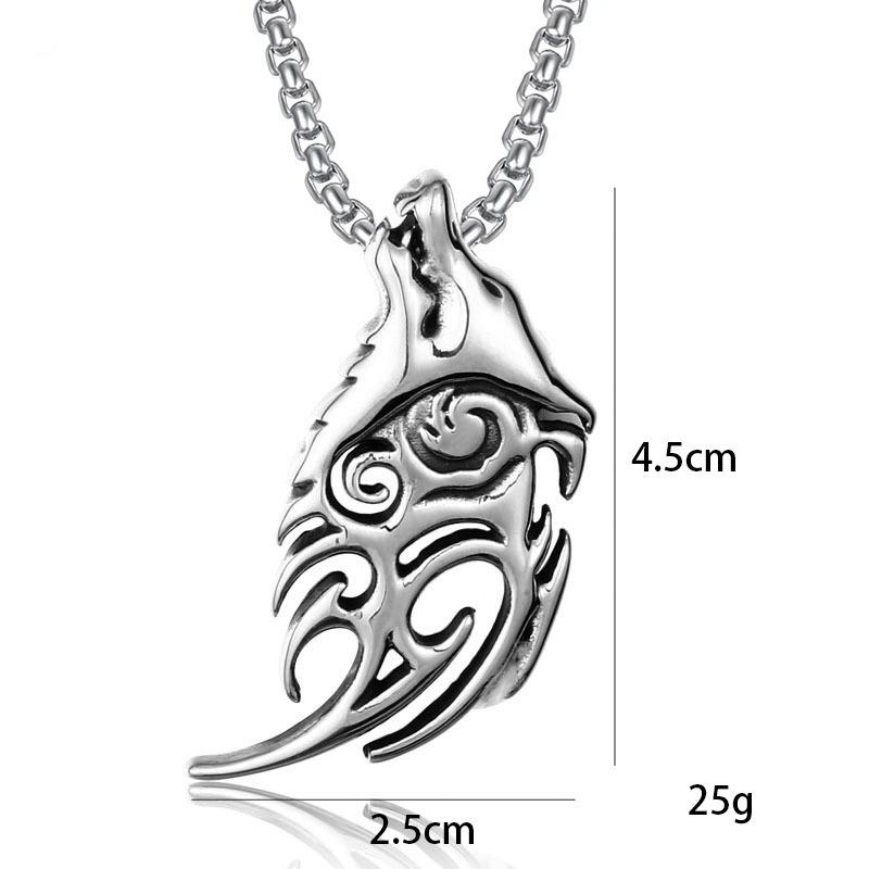 Vintage Nordic Pendant Creative Wolf Head Titanium Steel Necklace Personalized Titanium Steel Jewelry