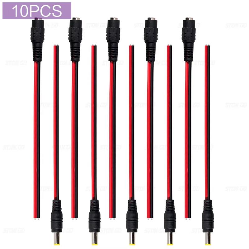 

20/10Pcs 5.5 X 2.1mm Male Female Plug 12V Dc Power Pigtail Cable Jack for Cctv Camera Connector Tail Extension 12V DC Wire