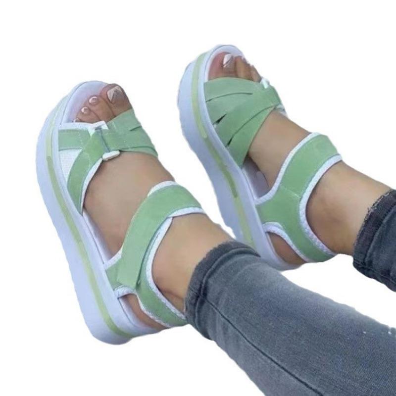 New large size platform sandals women's supply flat bottom Velcro women's beach sandals