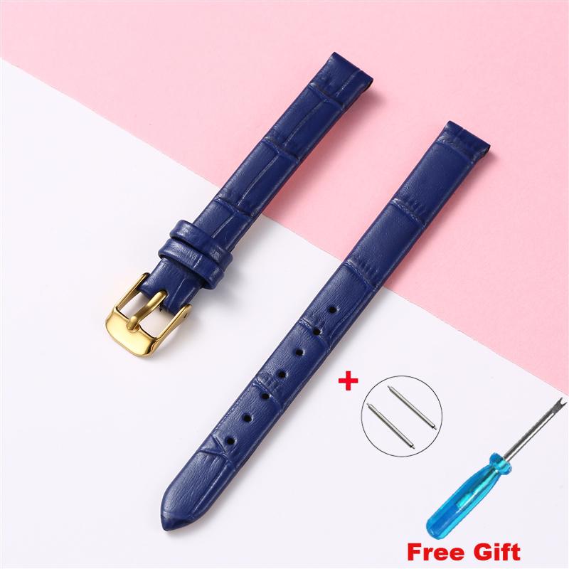 Leather Wath Strap 8mm 10mm 12mm 14mm 16mm 18mm 20mm Strap Genuine Leather Watch Bracelet Rose Gold Buckle with Tool