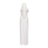 White Ribbon Floral Halter Long Red Evening Dress - European & American Style
