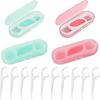 Tandtråd 4-pack Bärbar tandtrådsdispenserhållare Reseetui för tandtrådsplock Påfyllningsbar behållare för tandtrådsplock 40 stycken Gängad flosser mindre