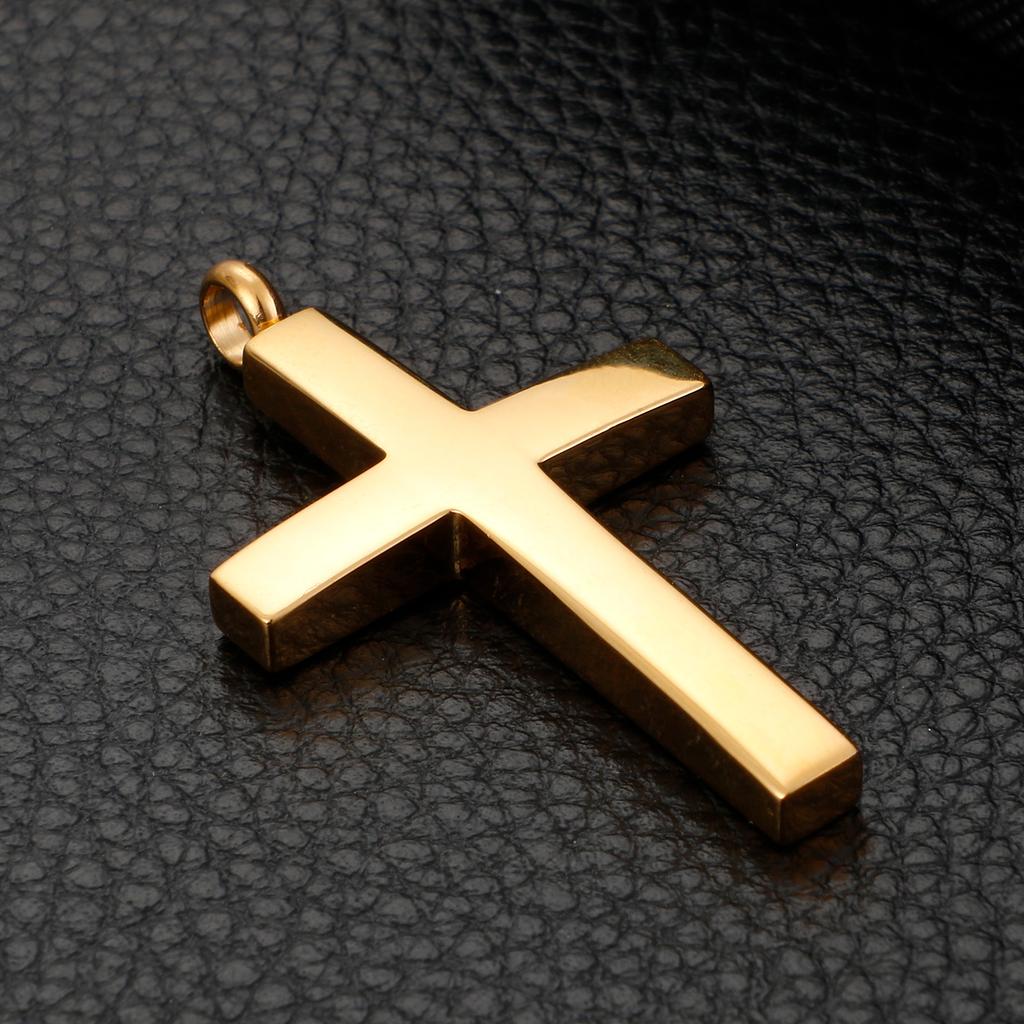 Fashion Gold Color Cross Pendant For Men High Polished Stainless Steel Cross Jewelry Necklace Male Cheap Jewelry