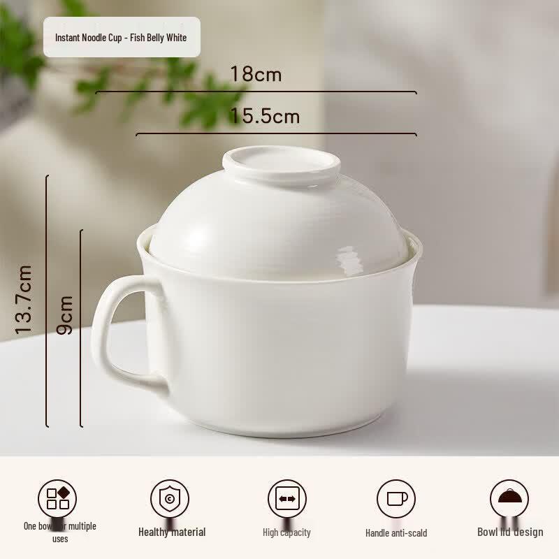 Ceramic Instant Noodle Bowl with Lid