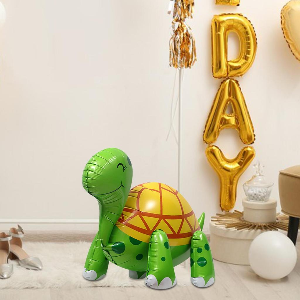 4D Standing Turtle Animal Aluminum Balloon For Birthday Party Children's Day Scene Decoration For Animal Zoo Theme Birthday