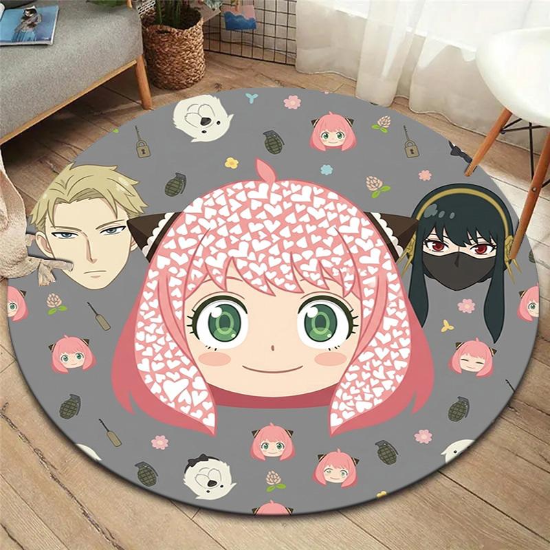 Spy Family Round Area Rug Carpet Rug For Living Room Bedroom Sofa Playroom Decor Nonslip Floor Mat