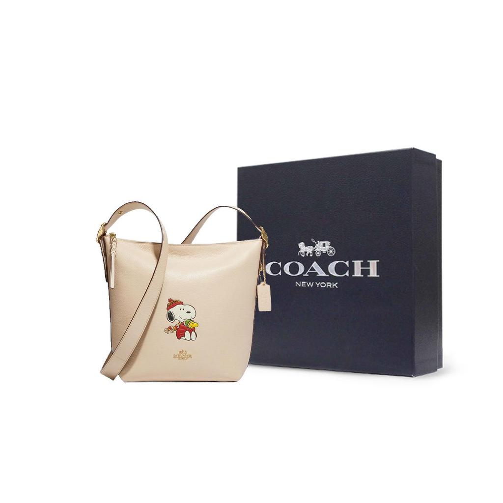 Coach X Peanuts Snoopy Collaboration 23 Zipper Closure Snoopy Print Pebble Leather Medium Shoulder Crossbody Bag Women Bags Nude CF292-IMOQY