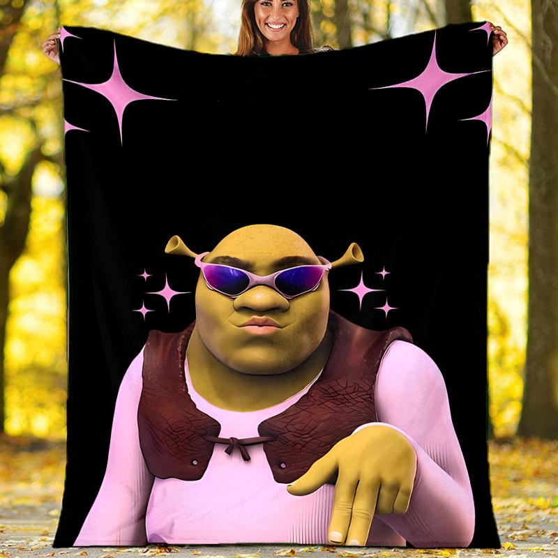 Coperta Stampata a Tema Shrek - Perfetta per Divano, Letto, Viaggio e Uso all'Aperto | Lavabile in Lavatrice, Accogliente e Durevole.