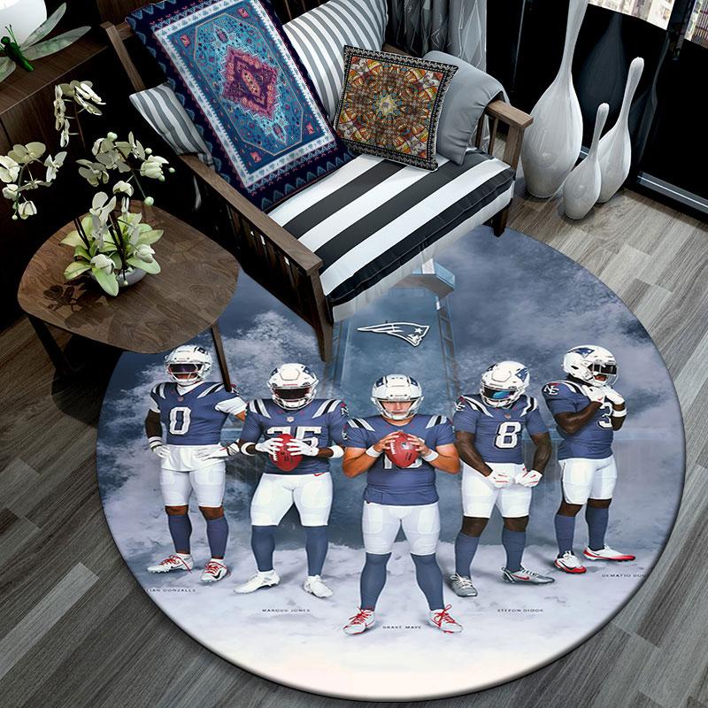 Patriots Players Pattern Round rug,Carpet Rug for Living Room Bedroom Playroom ,Non-slip Floor Mat,Holiday Gifts and Birthday Gifts.