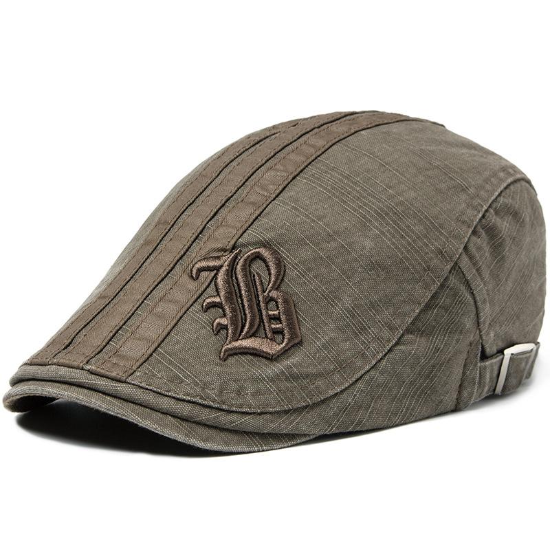 

Men s Alphabet Beret Summer Fashion Cotton Casual Breathable Cap Vintage Sun Hat adjustable кавовий