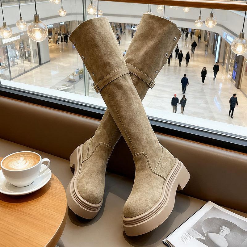 

Дофаминовые ботфорты выше колена Женские Весенне-осенние Сапоги на высокой подошве Облегающие Сапоги Маленькие Высокие Рыцарские Сапоги Зимние 40 хаки