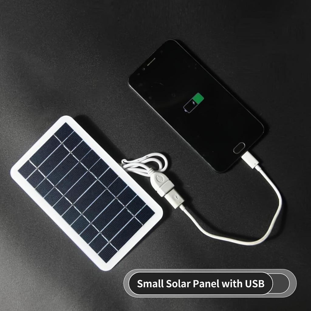 4W 5V Small Solar Panel with USB, DIY Monocrystalline Silicon Solar Cell, Waterproof Camping Power Bank