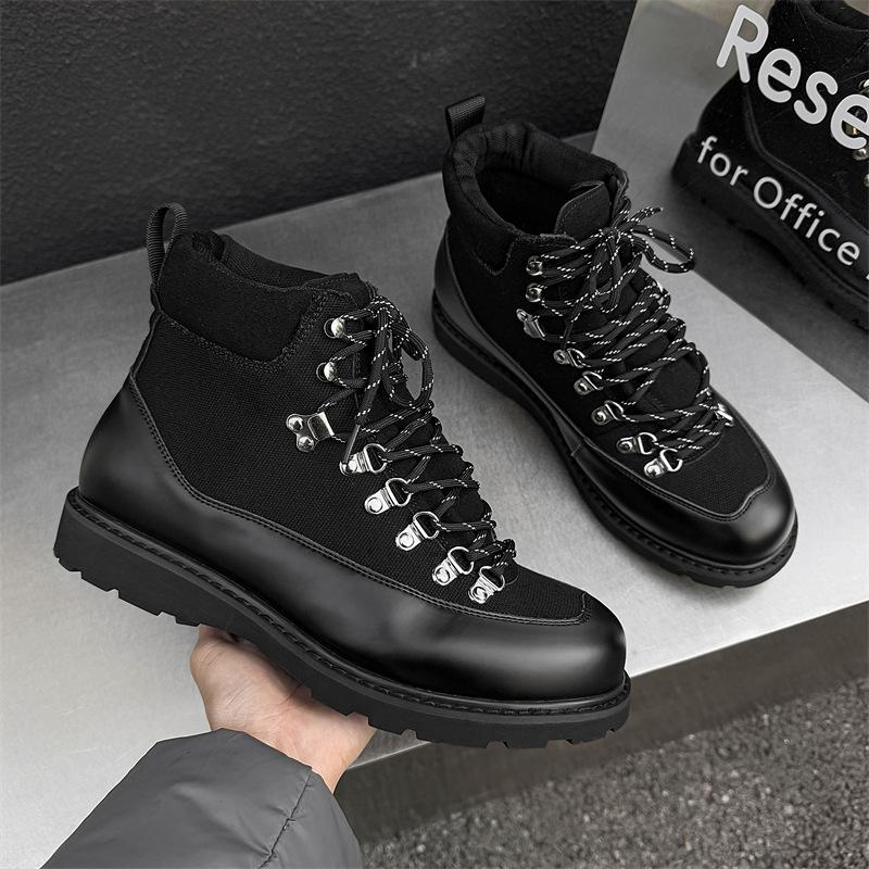 

European and American casual men s shoes British mountaineering shoes men s derby shoes platform heightening tooling Martin boots 52323-J 38 чёрный