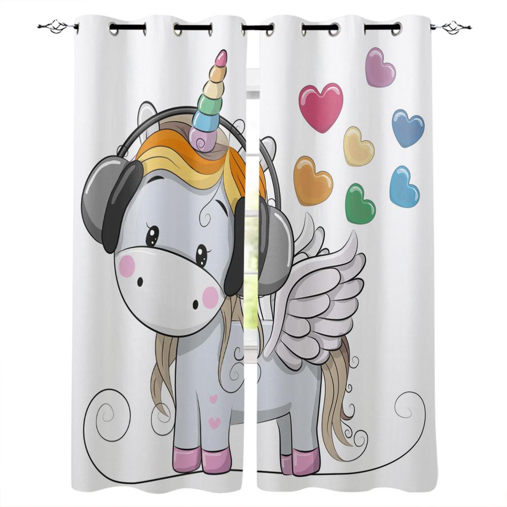 Cartoon Einhorn Niedliche Fenstervorhänge Vorhänge für Wohnzimmer Dekorative Artikel Wohnzimmer