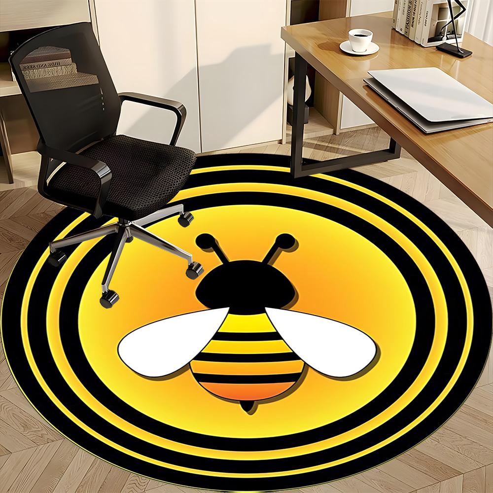 1pc Bee Print Chair Carpet for Office - Indoor Non-Slip Washable Polyester Fiber Carpet, Soft Comfortable Mat For Office yy250928051