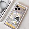 Cute Cartoon Astronaut Phone Case For iPhone 17 16 15 14 13 12 Pro Max Plus With Magnetic Crystal Clear Case Wireless Charge